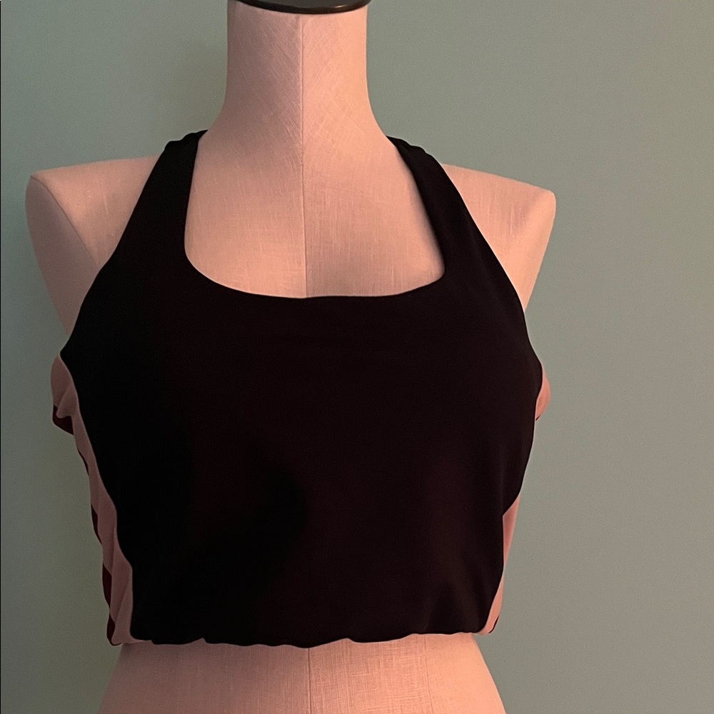Black and Blush Athletic Crop Tank Top